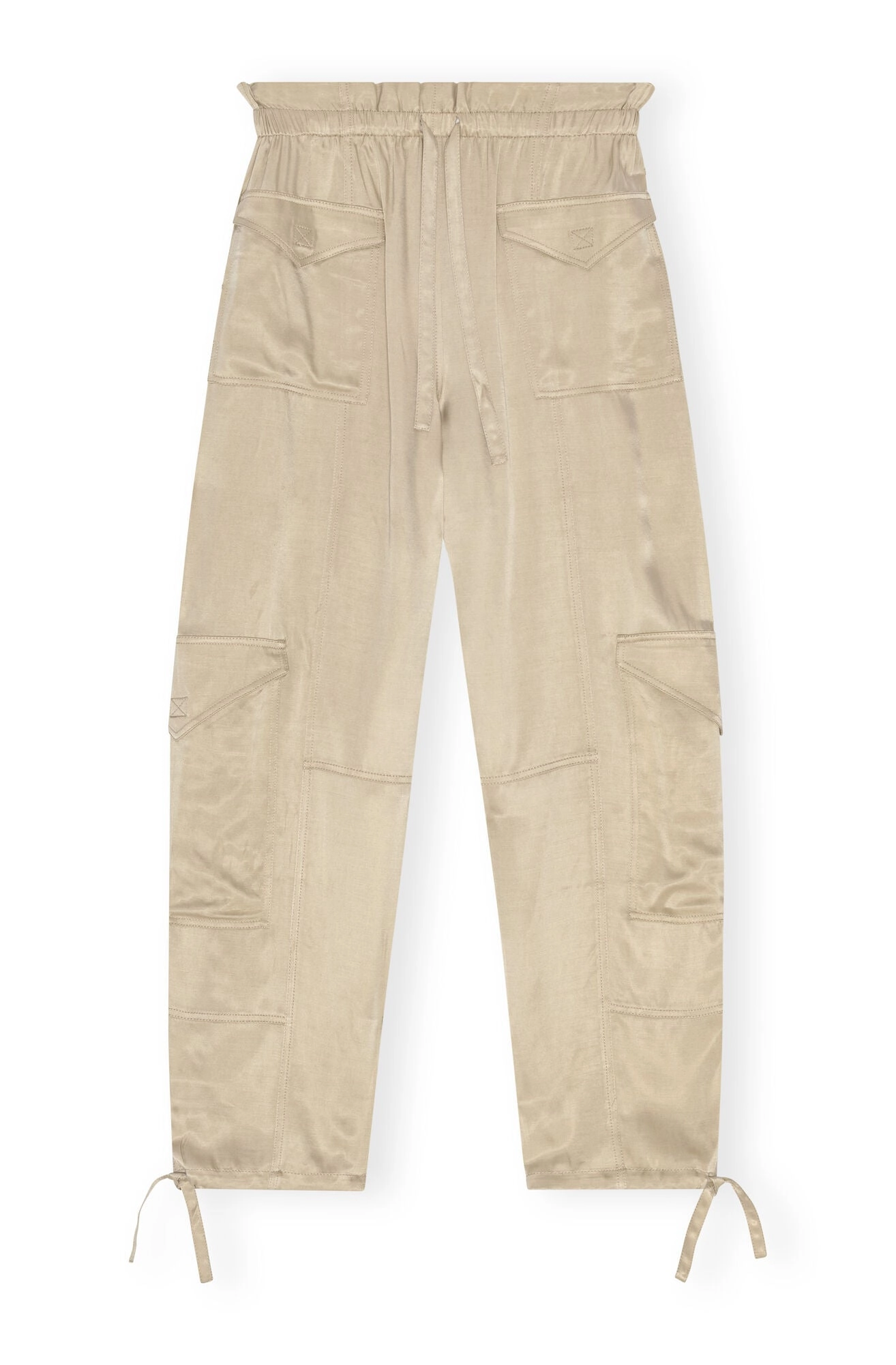 Washed Satin Pants - Safari Beige