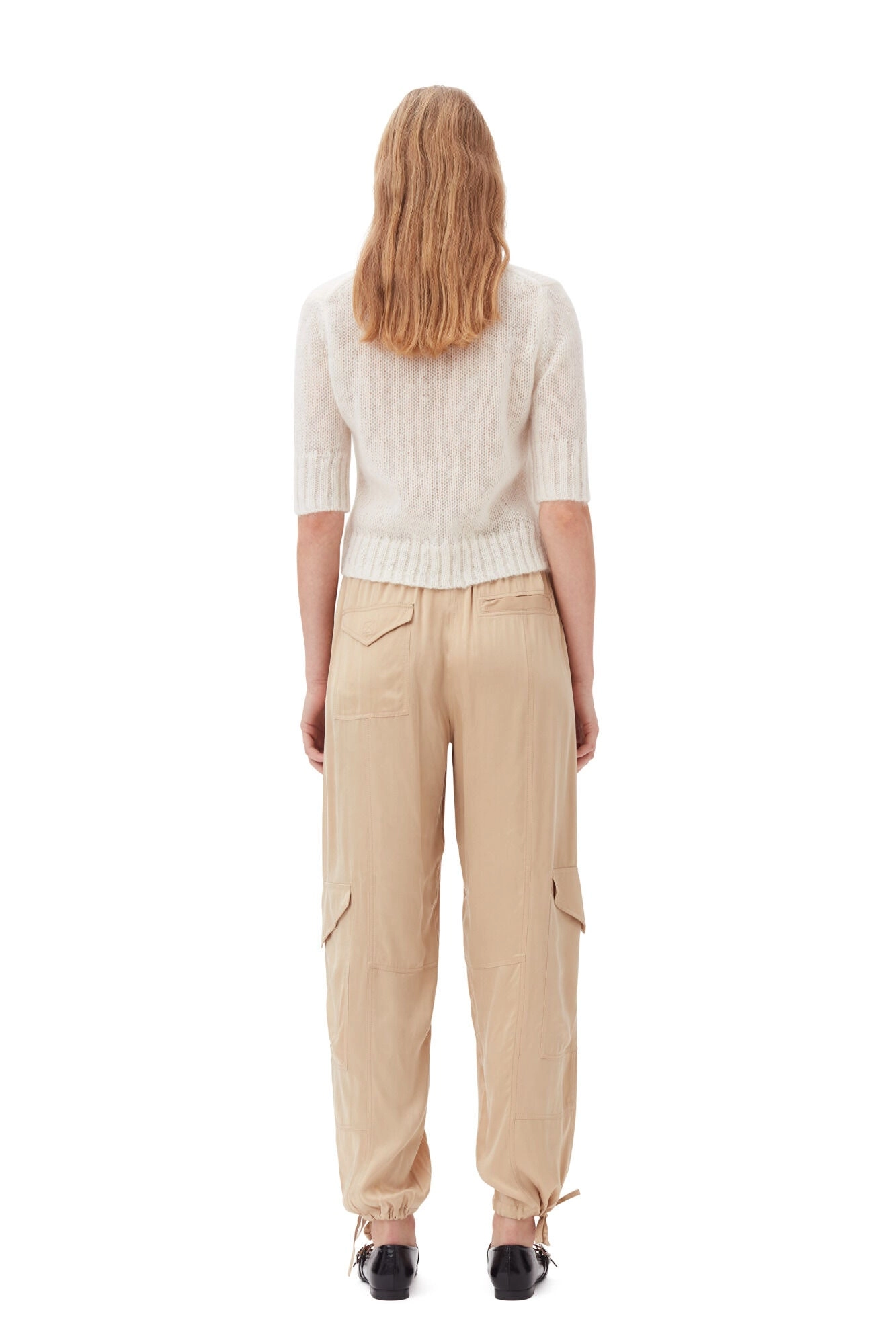 Washed Satin Pants - Safari Beige