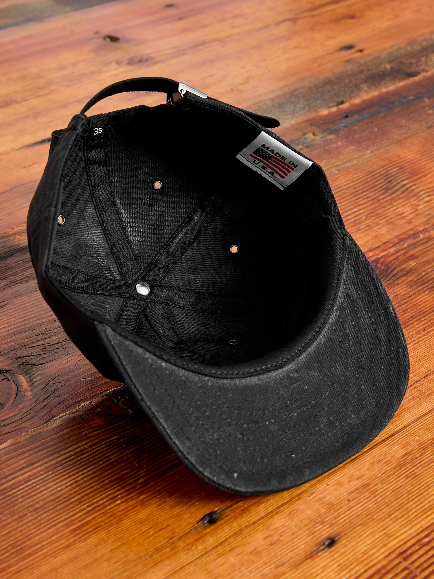Waxed Canvas Baseball Cap in Black
