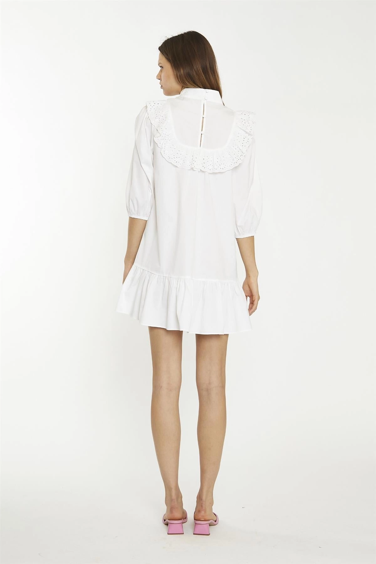 White collared Shirt Mini-Dress