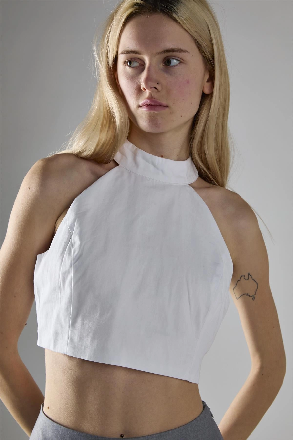 White Halter-Neck Crop-Top