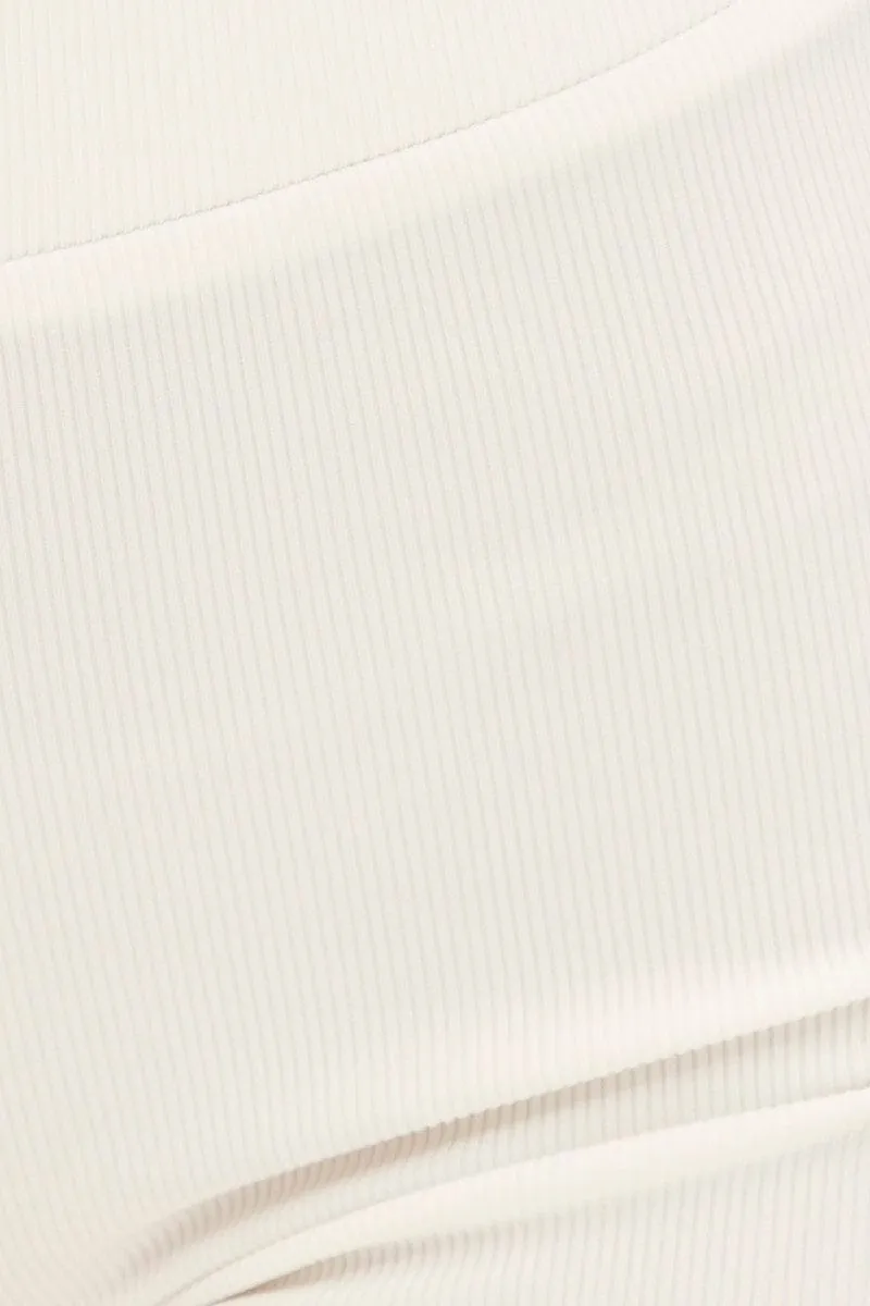 White Ruched Crop Top Loungewear Set