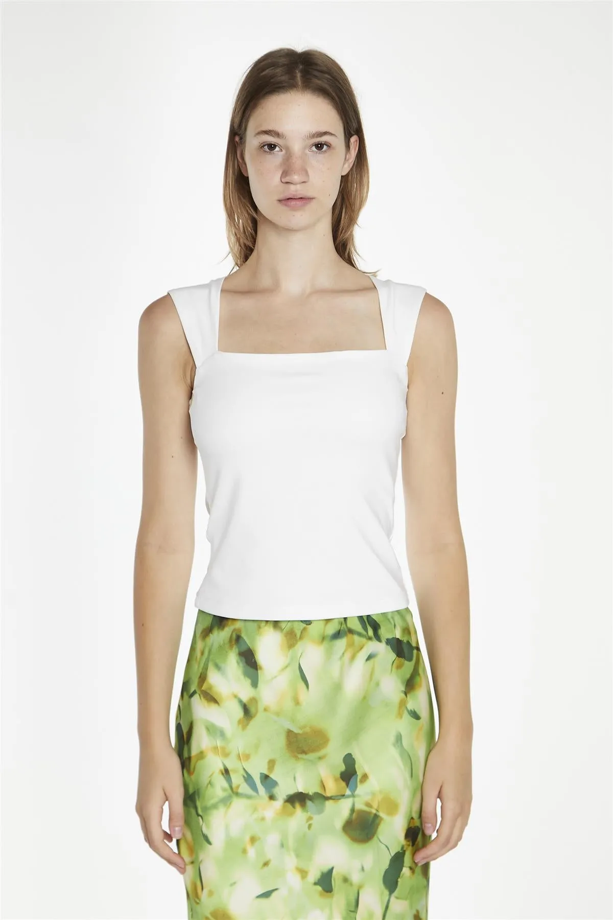 White Square-Neck Top