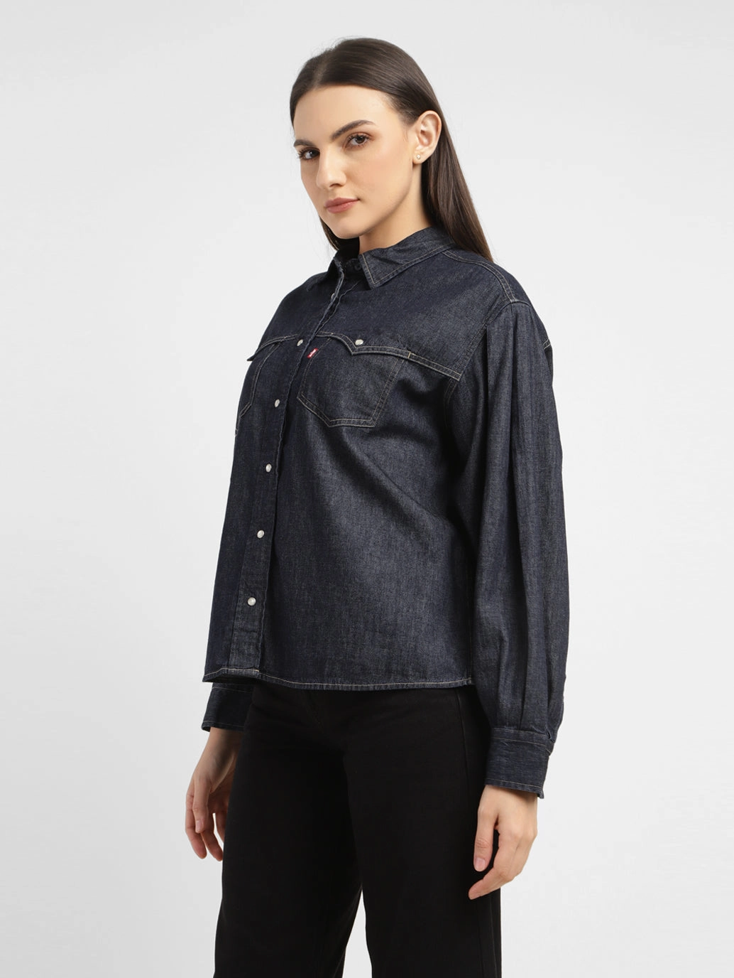 Women's Solid Spread Collar Shirt