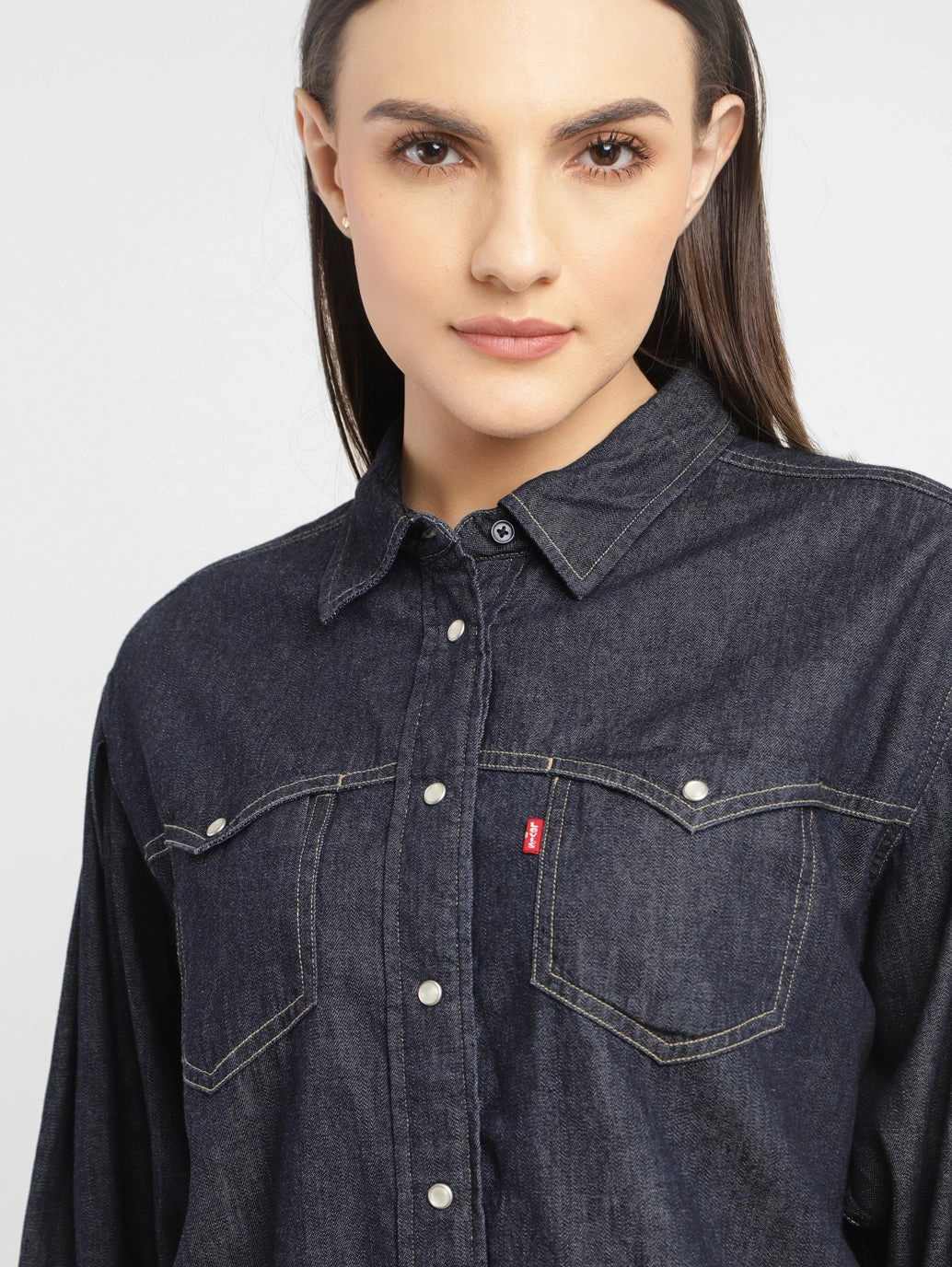 Women's Solid Spread Collar Shirt