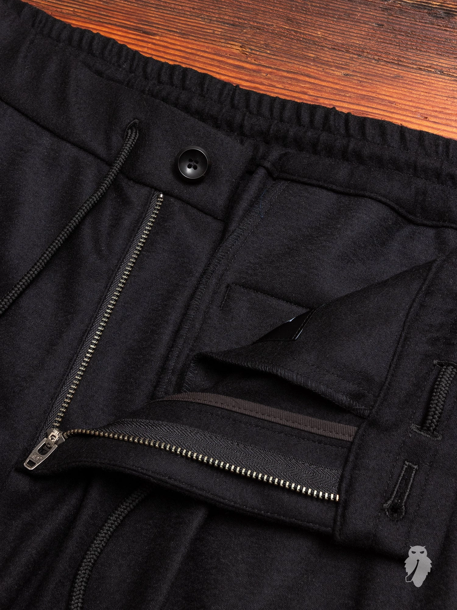 Wool Flannel Easy Pants in Black