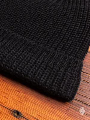 Wool Knit Watch Cap in Black