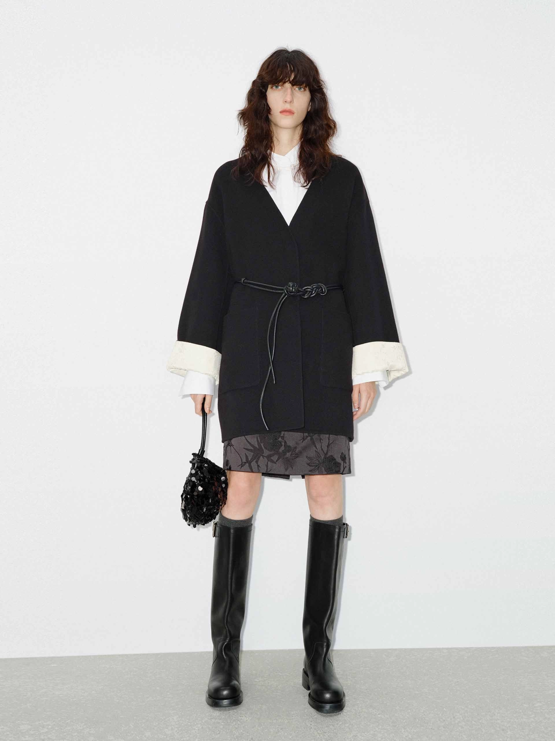 Wool V-neck Midi Coat