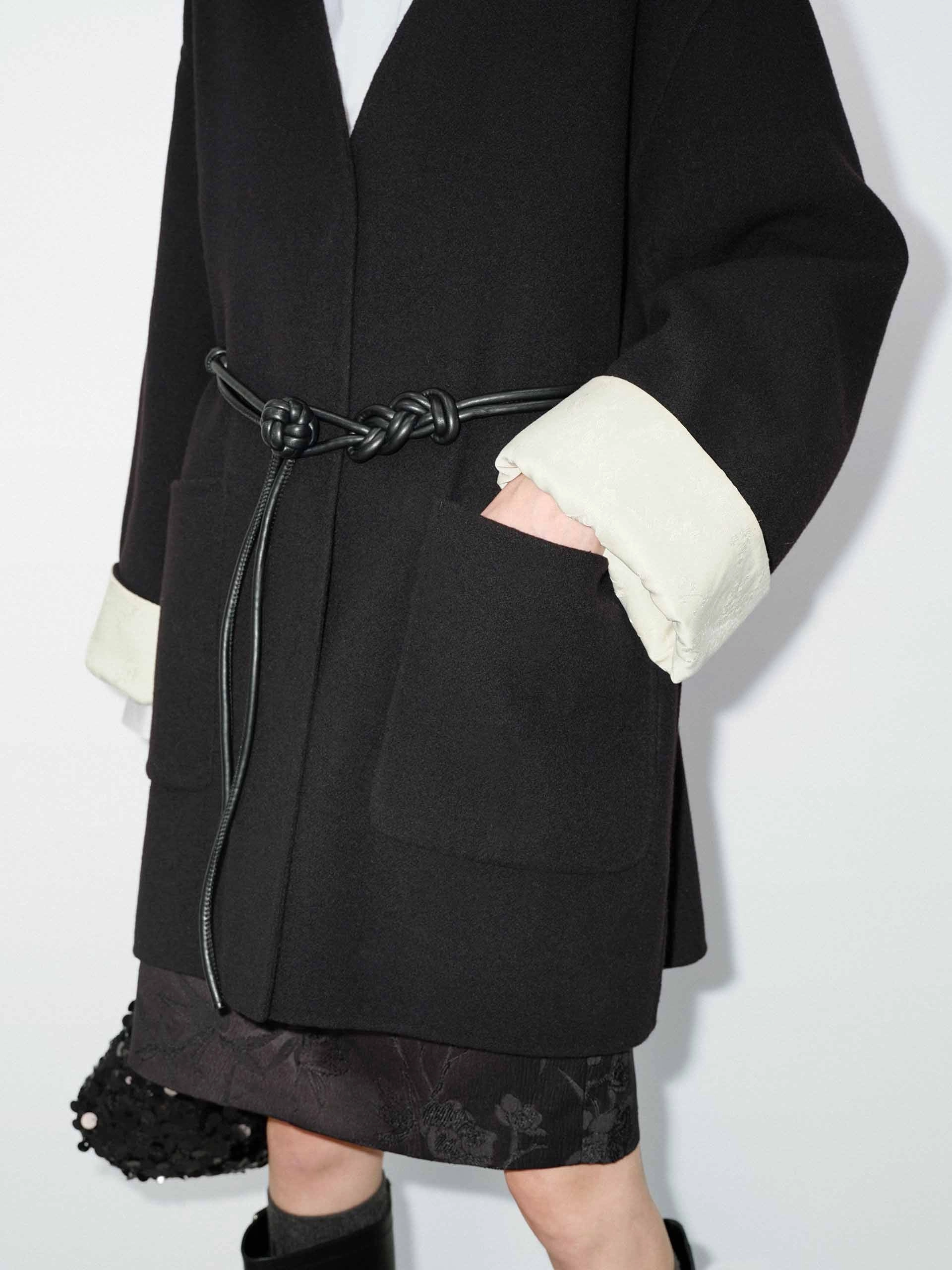 Wool V-neck Midi Coat