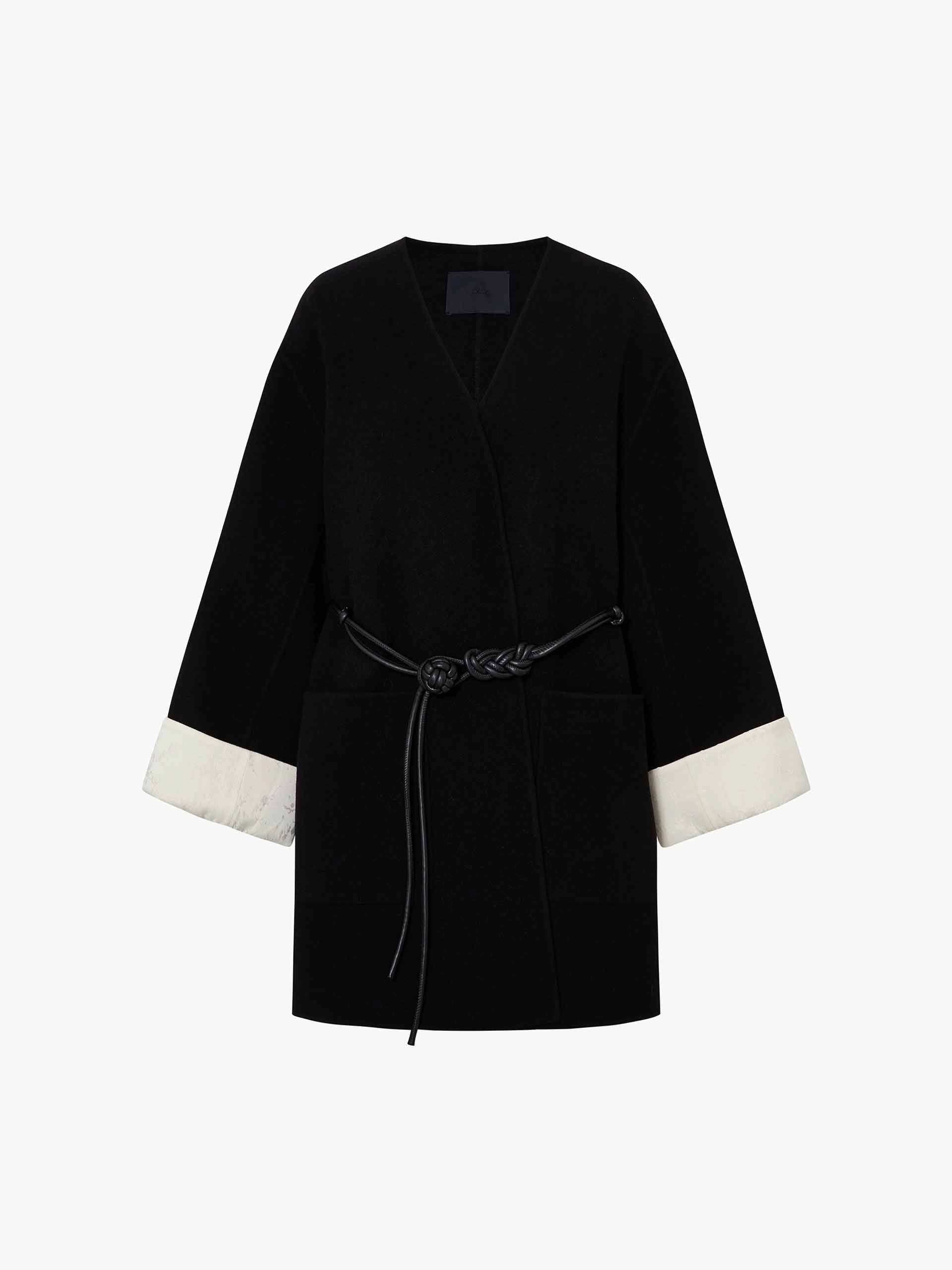 Wool V-neck Midi Coat