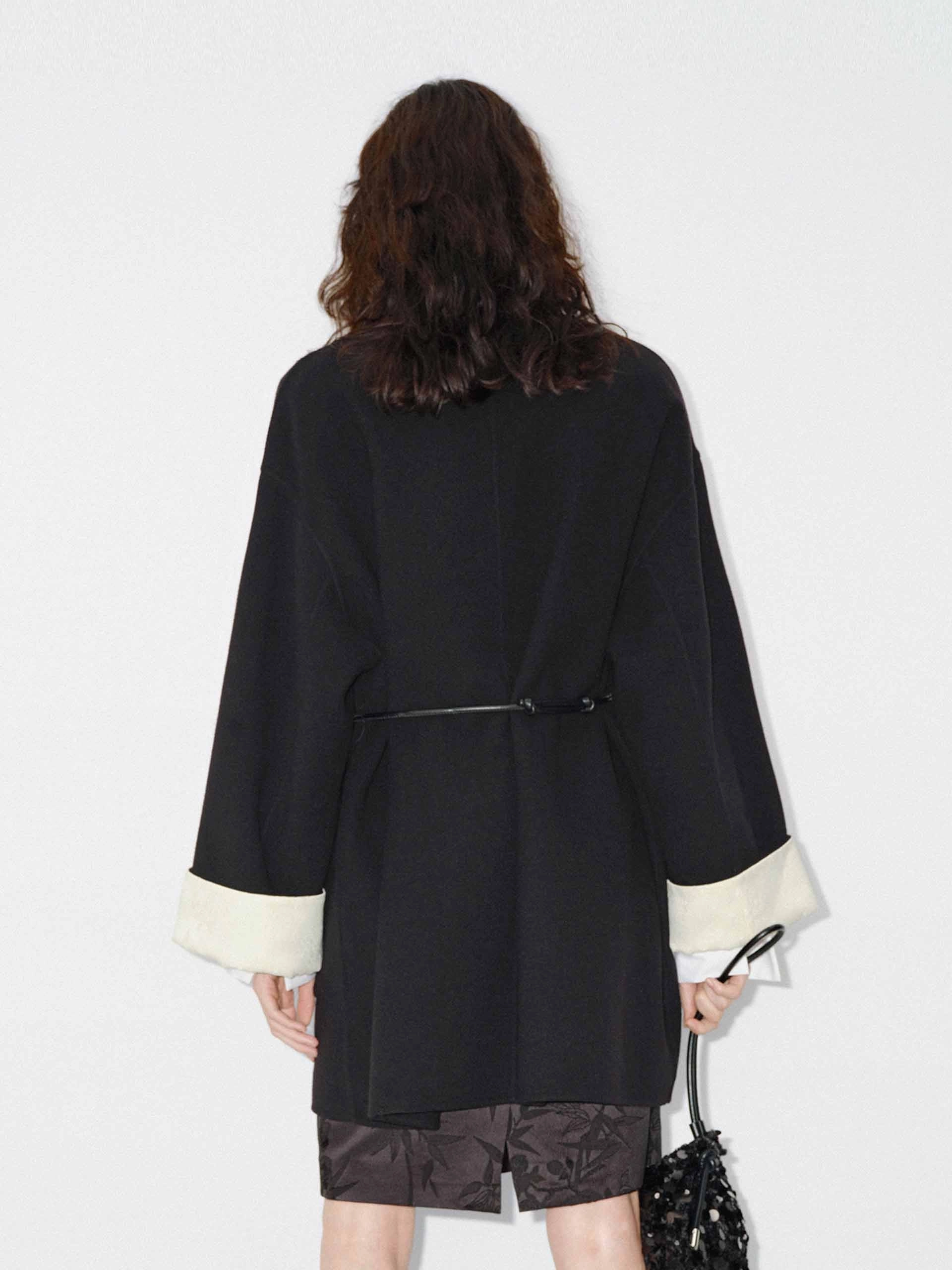 Wool V-neck Midi Coat