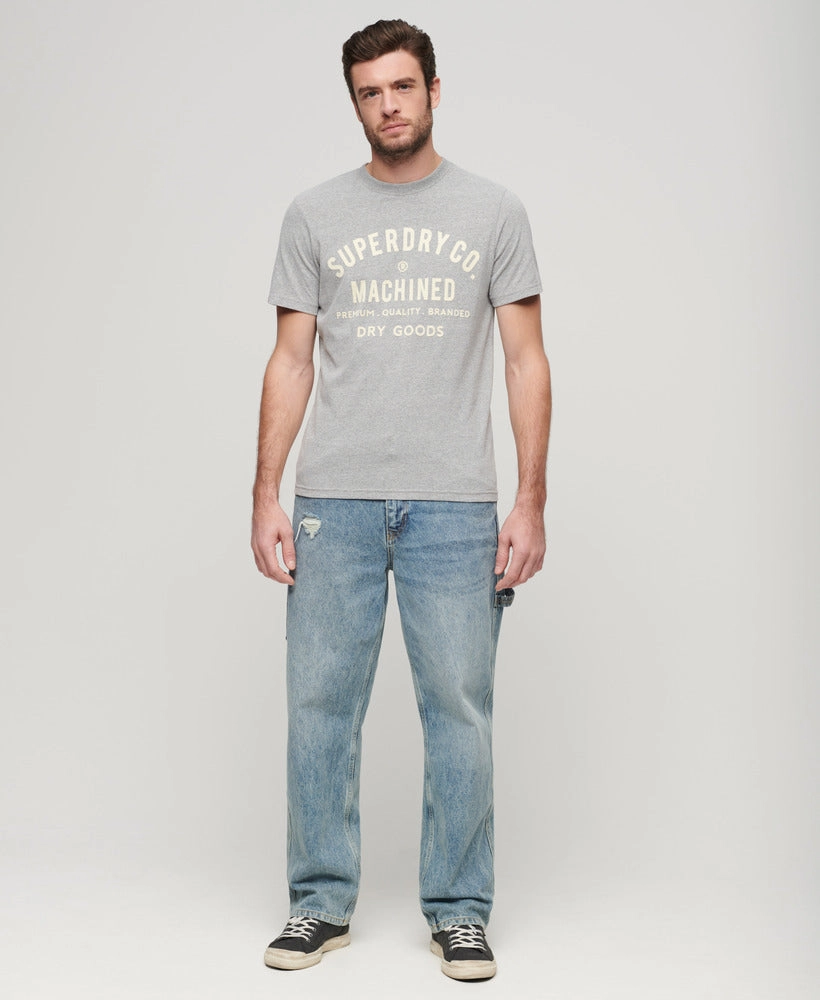 Workwear Flock Graphic T-Shirt | Ash Grey Marle