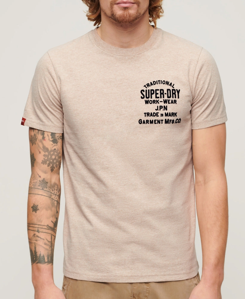 Workwear Flock Graphic T-Shirt | Lavin Beige Marle