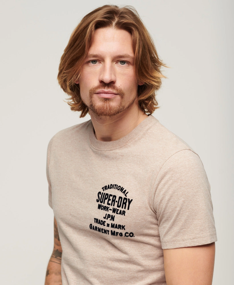 Workwear Flock Graphic T-Shirt | Lavin Beige Marle