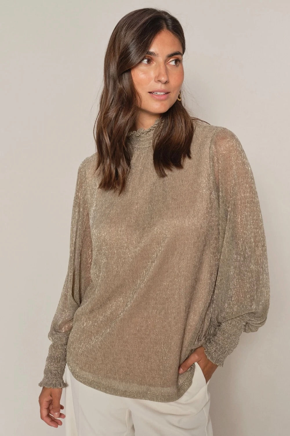 Ximena Glam LS blouse  | Mourning Dove | Bluse fra Mos Mosh