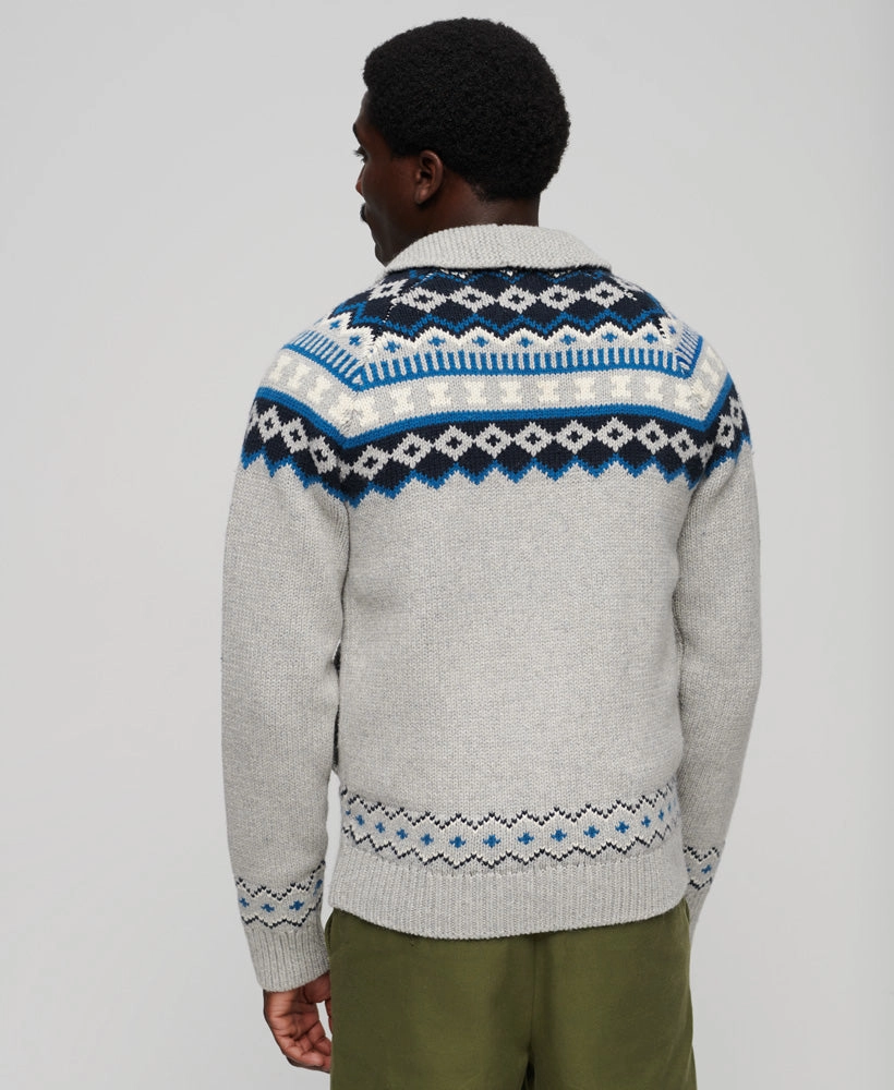 Zip Through Knit Cardigan | Grey Marle Multi