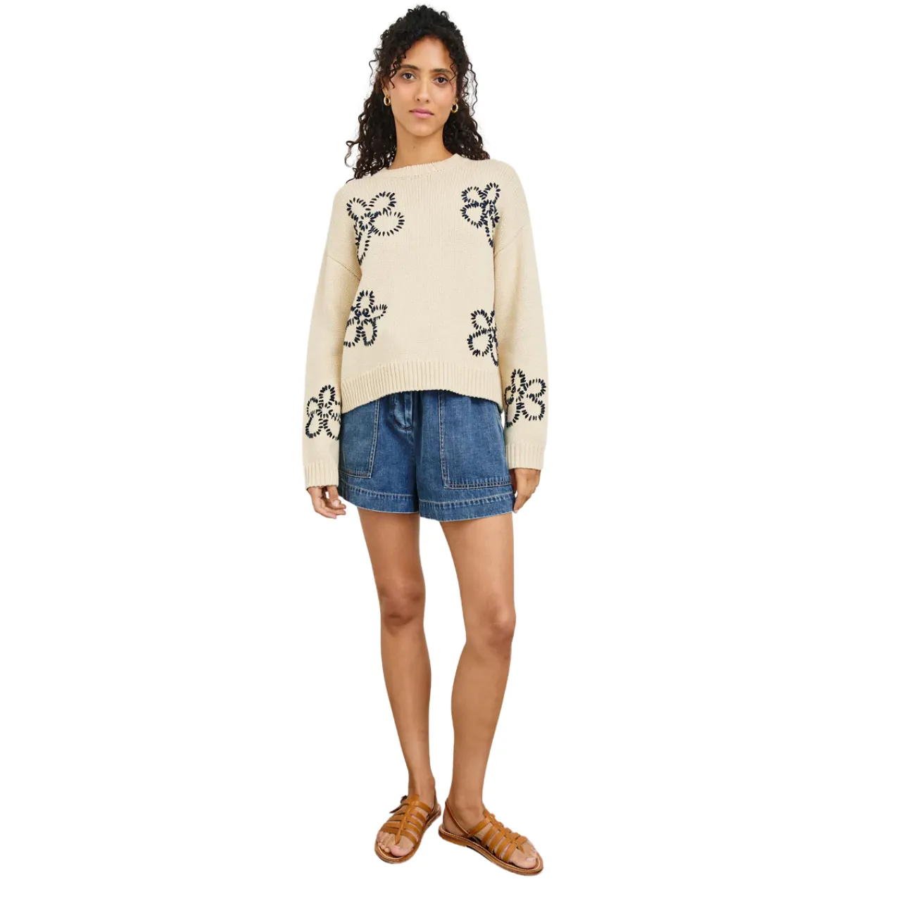 Zoey Sweater Ivory Navy