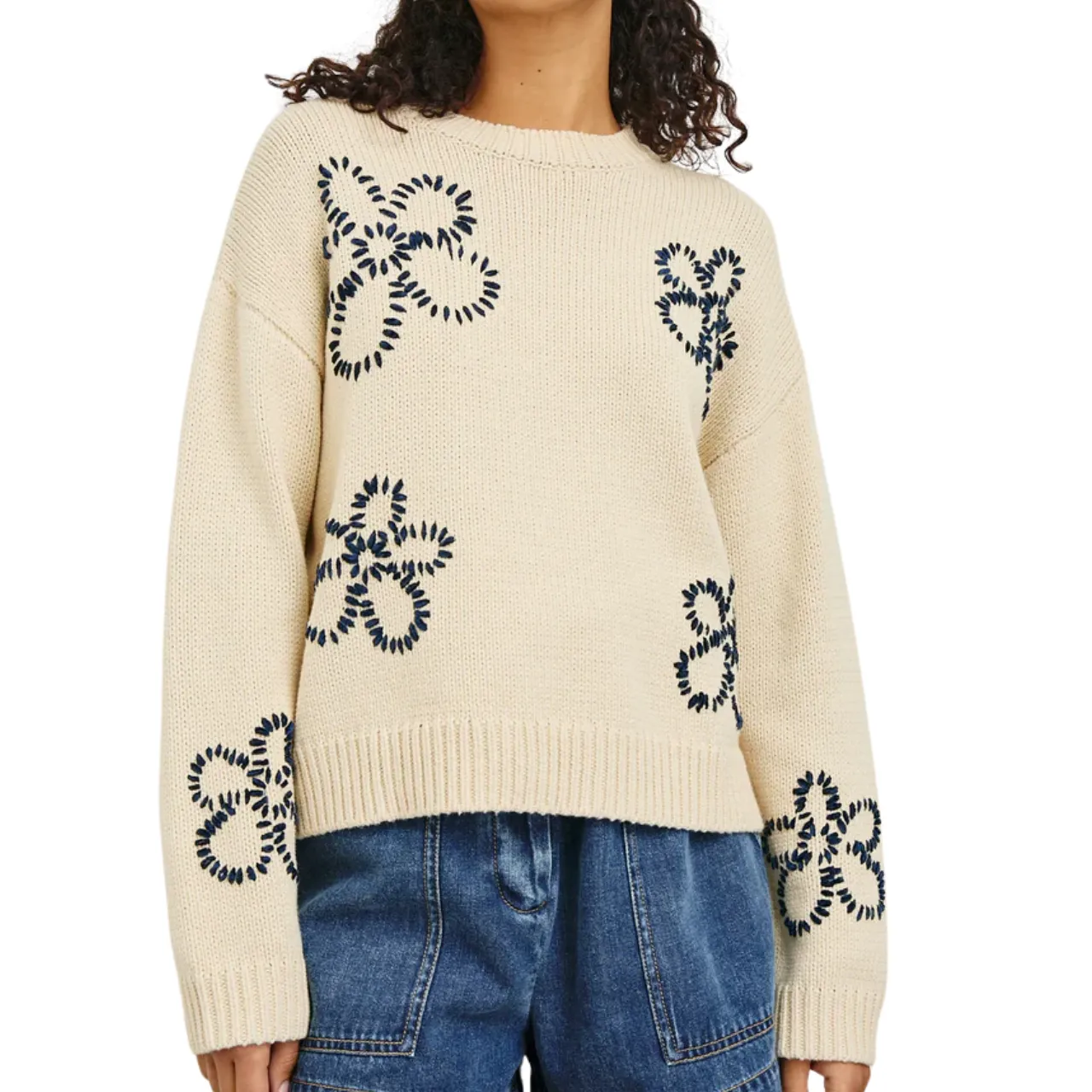 Zoey Sweater Ivory Navy