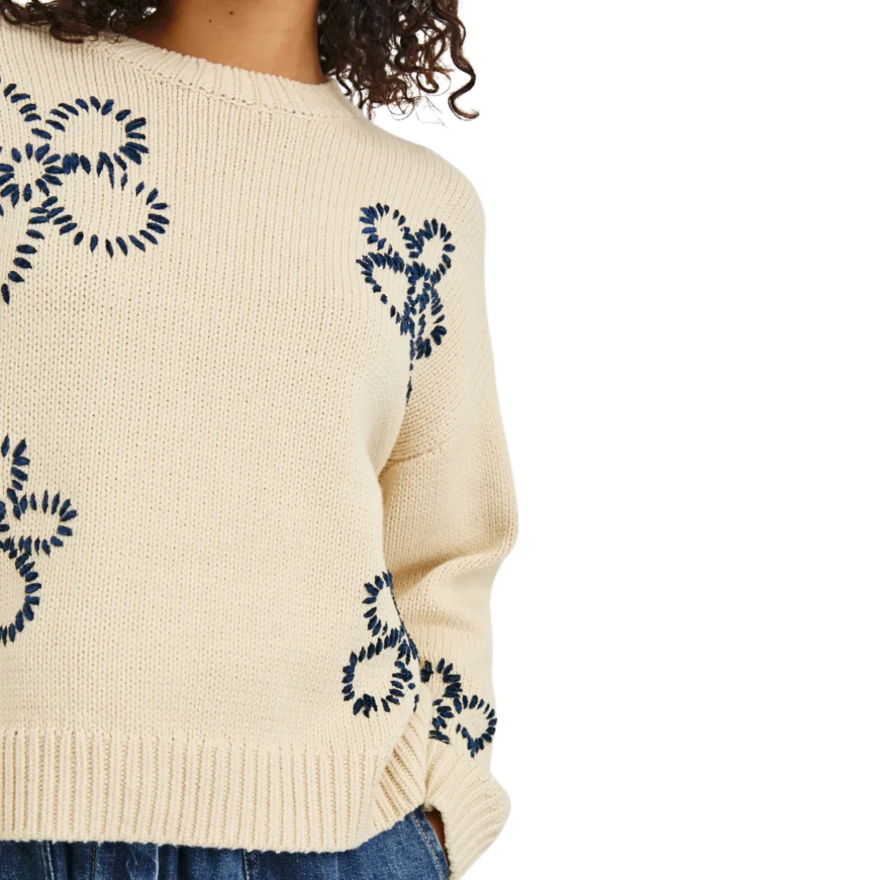 Zoey Sweater Ivory Navy